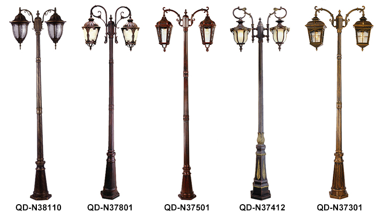 七度照明壓鑄鋁雙頭庭院燈款式圖片系列大全