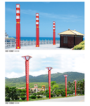 中國結方柱景觀燈\祥云鏤空圓錐柱形LED景觀燈