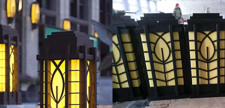 東莞七度照明(QDZTD-002)門頭仿云石方形柱頭燈生產實拍圖片