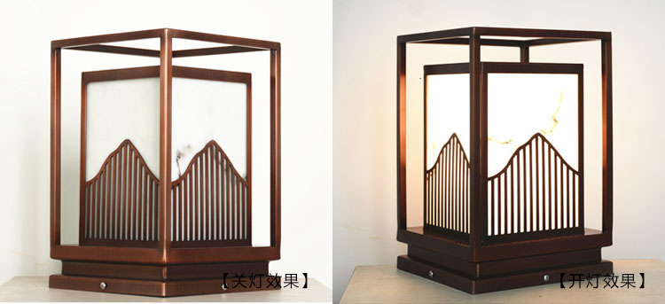 (QDZTD-010)新中式不銹鋼鍍銅拉絲仿云石柱頭燈開燈\關(guān)燈效果