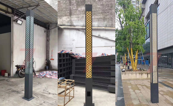 (QDJGDZ-015)公園景區3米-5米LED方形景觀燈柱生產實拍
