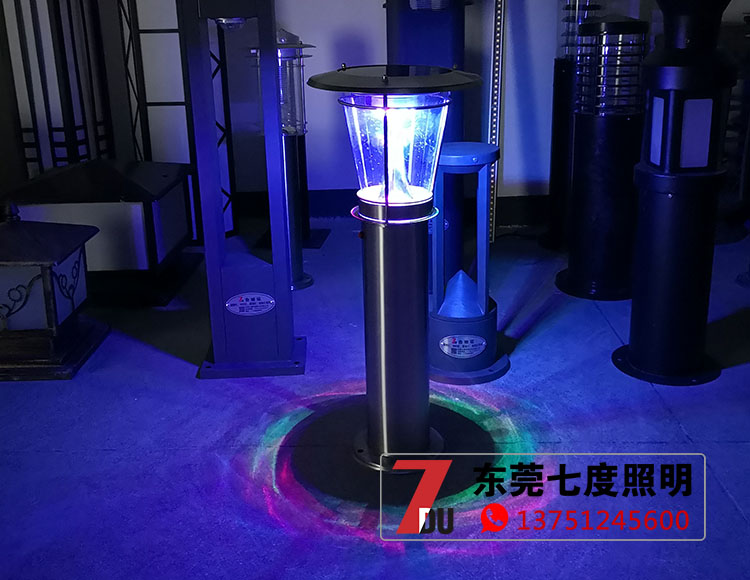 戶外園林不銹鋼七彩太陽能led草坪燈