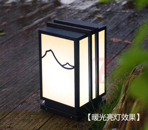 (QDZTD-013)園林矮柱現(xiàn)代方形LED柱頭燈暖光亮燈效果