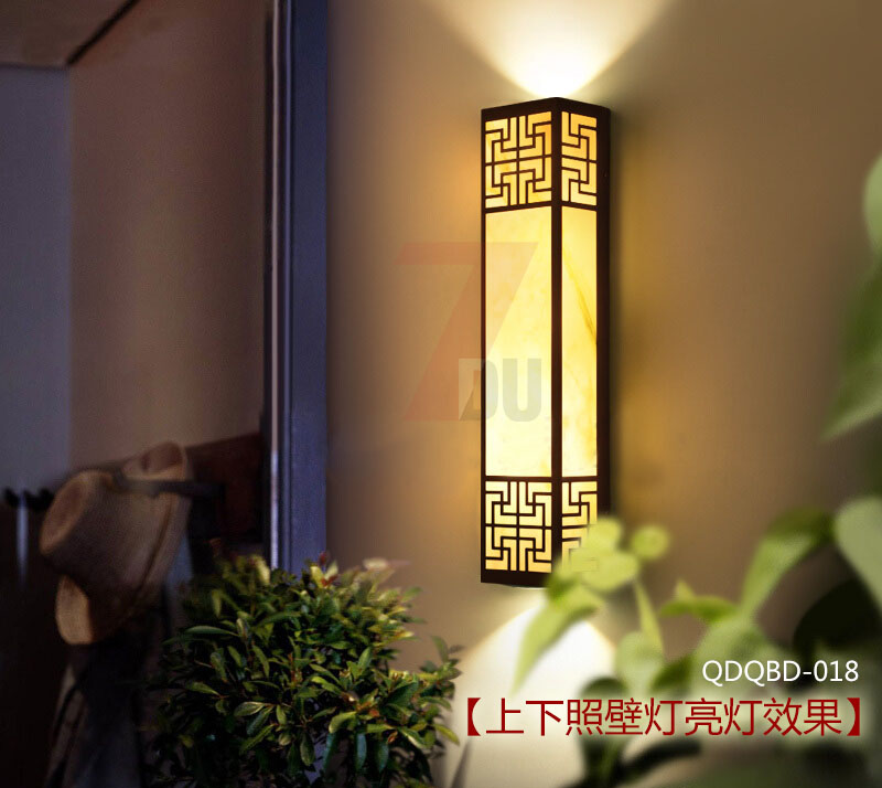 (QDQBD-018)長方體新中式仿云石墻壁燈上下照亮燈實景展示