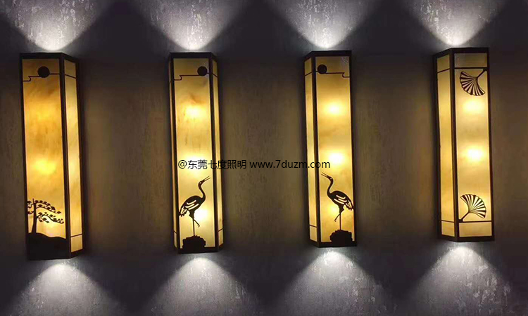 東莞七度照明簡約新中式室外景觀墻壁燈展示亮燈效果圖片